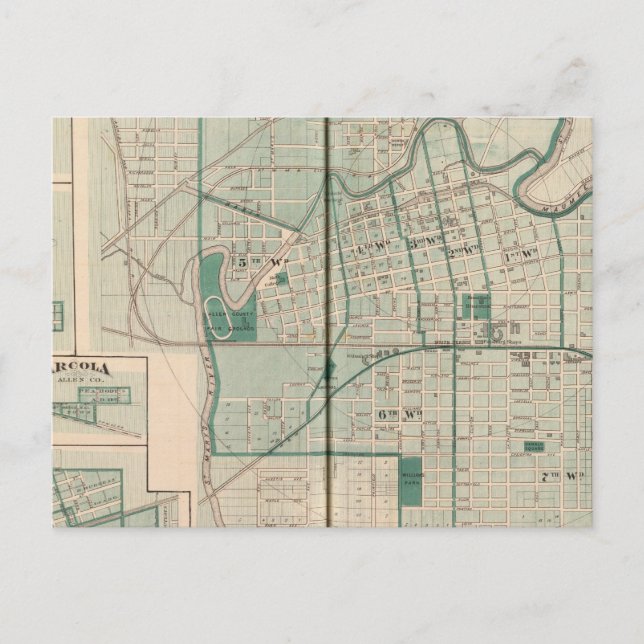 Karte der Stadt Fort Wayne mit Cedarville (Vorderseite)