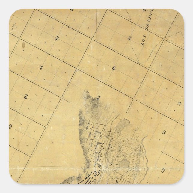 Karte der Stadt Los Angeles Quadratischer Aufkleber (Vorderseite)
