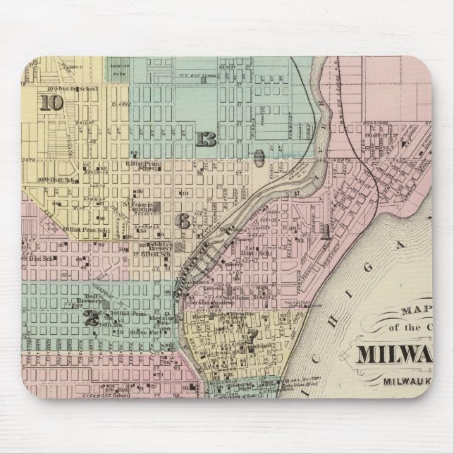 Karte der Stadt Milwaukee, Milwaukee Co Mousepad (Vorne)