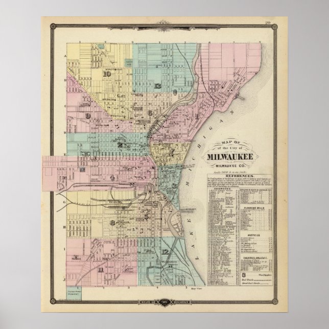 Karte der Stadt Milwaukee, Milwaukee Co Poster (Vorne)
