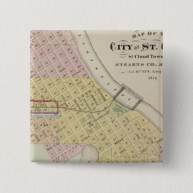 Karte der Stadt St. Cloud, Minnesota Button (Vorderseite)