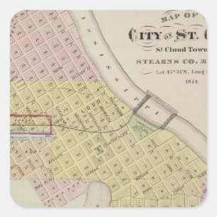 Karte der Stadt St. Cloud, Minnesota Quadratischer Aufkleber