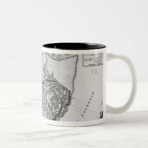 Karte der Stadt und der Umgebung von Quebec Zweifarbige Tasse