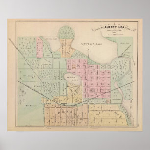 Karte der Stadt von AlbertLea, Minnesota Poster