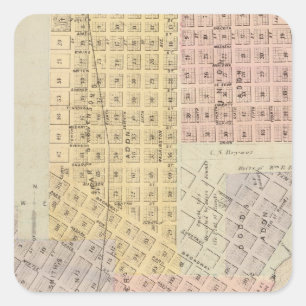 Karte der Stadt von St Peter, Minnesota Quadratischer Aufkleber