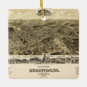 Karte der Stadt von Staunton, Virginia (1891) Keramikornament