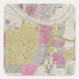 Karte der Stadt von Topeka Quadratischer Aufkleber