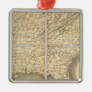 Karte der südlichen Staaten Silbernes Ornament