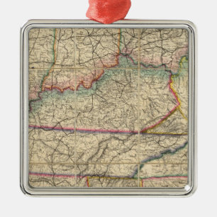 Karte der südlichen Staaten von Amerika Silbernes Ornament