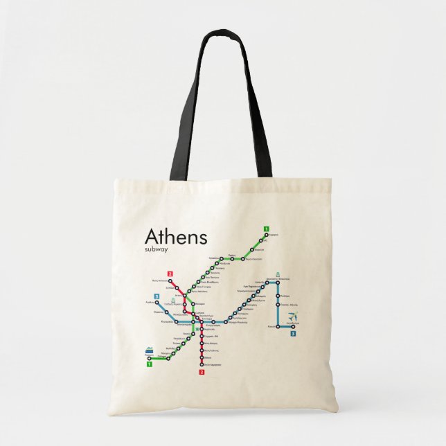 Karte der U-Bahn von Athen Tragetasche (Vorne)