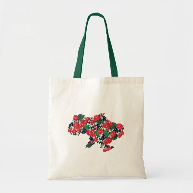 Karte der Ukraine aus Blume und Viburnum-Beeren Tragetasche (Vorne)