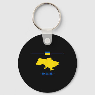 Karte der Ukraine isoliert mit Flagge und Name des Schlüsselanhänger