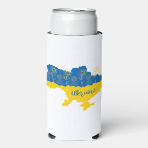 Karte der Ukraine mit Sonnenblume Selters Dosenkühler