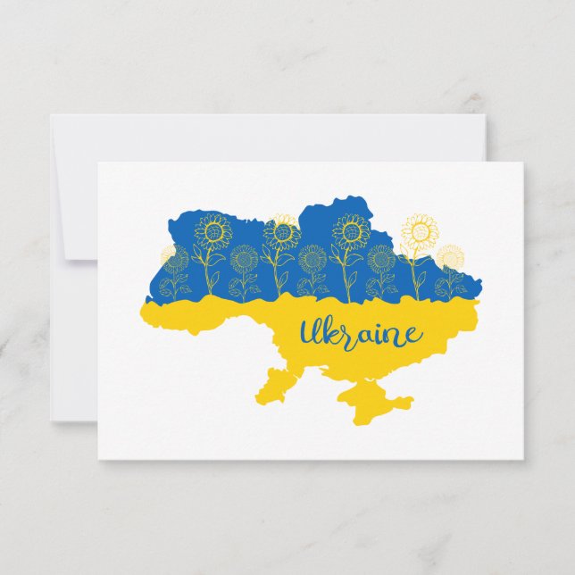 Karte der Ukraine mit Sonnenblumen und ukrainische (Vorderseite)