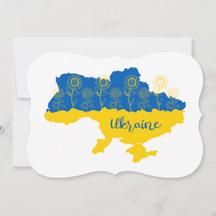 Karte der Ukraine mit Sonnenblumen und ukrainische