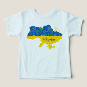Karte der Ukraine mit Sonnenblumen und ukrainische