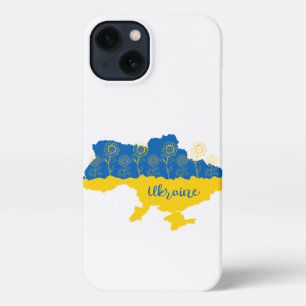 Karte der Ukraine mit Sonnenblumen und ukrainische iPhone Hülle