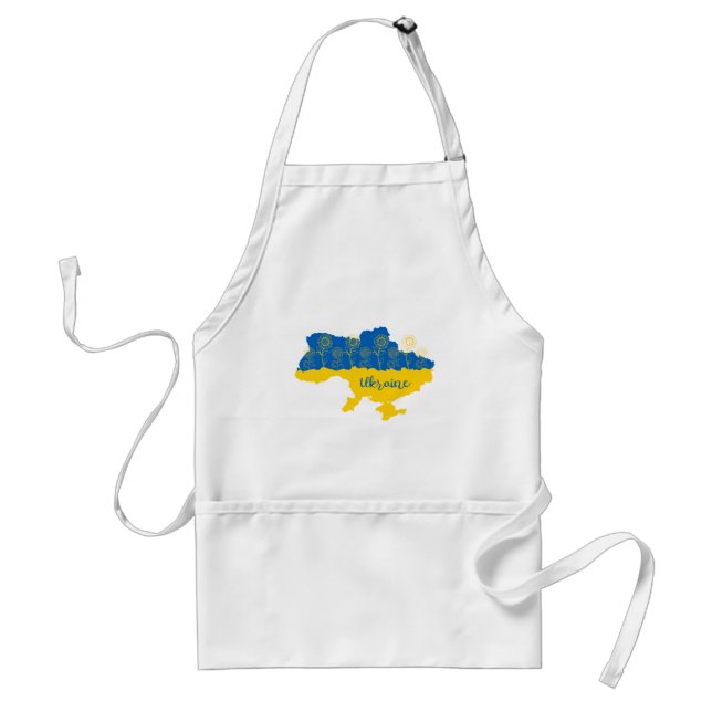 Karte der Ukraine mit Sonnenblumen und ukrainische Schürze (Vorne)