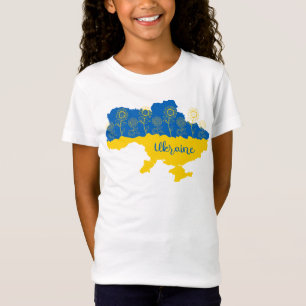 Karte der Ukraine mit Sonnenblumen und ukrainische T-Shirt