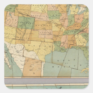 Karte der USA 2 Quadratischer Aufkleber