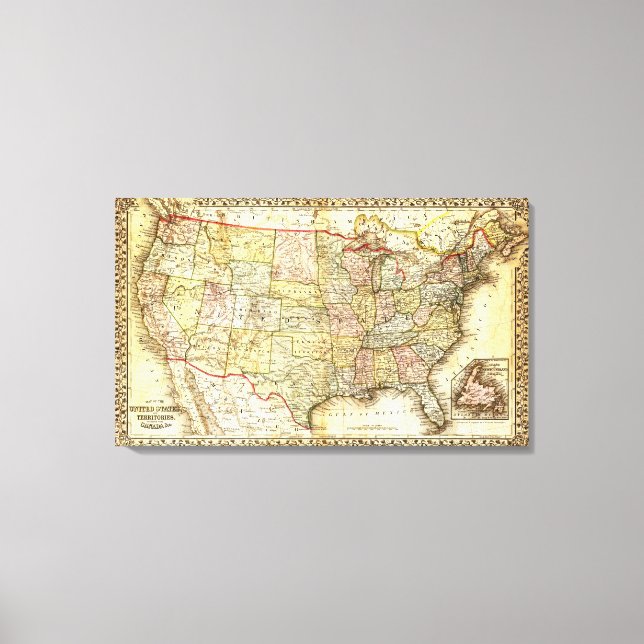 Karte der USA Leinwanddruck (Vorderseite)