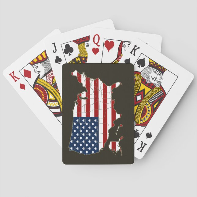 Karte der USA mit amerikanischer Flagge Spielkarten (Rückseite)
