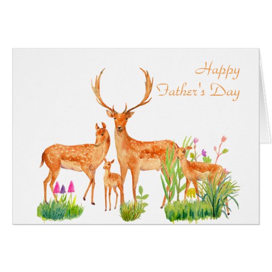 Karte der Vatertag Aquarell-Rotwild-Familien-