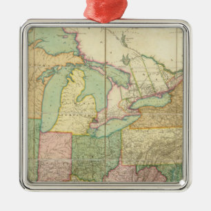 Karte der Vereinigten Staaten 6 Silbernes Ornament