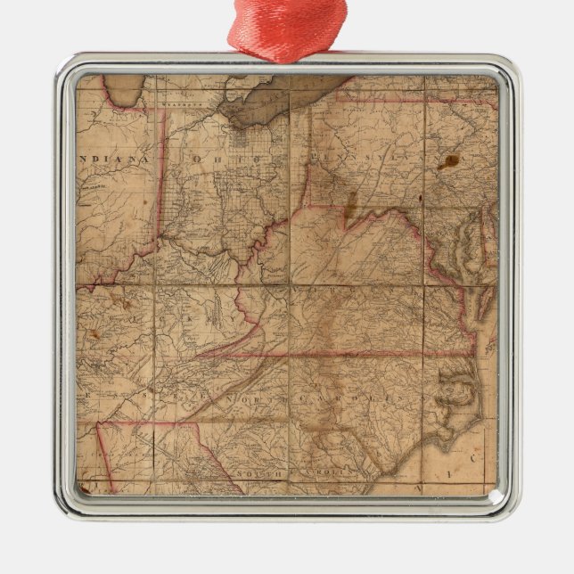 Karte der Vereinigten Staaten durch Jüngeres Silbernes Ornament (Vorne)