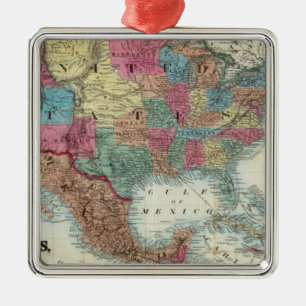 Karte der Vereinigten Staaten, Kanada, Mexiko Ornament Aus Metall