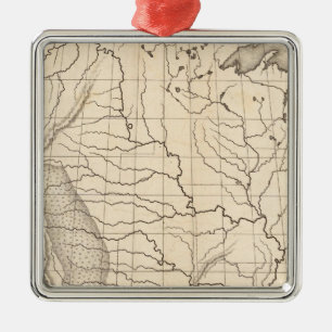Karte der Vereinigten Staaten und des Texas Silbernes Ornament