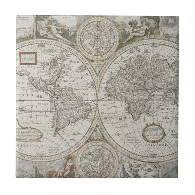 Karte der Welt | 1676 Fliese (Vorderseite)