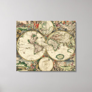 Karte der Welt 1689 - von Gerard Van Schagen Leinwanddruck