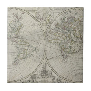 Karte der Welt 1736 Fliese