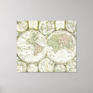 Karte der Welt   1744 Leinwanddruck