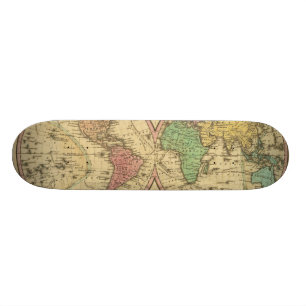 Karte der Welt auf der kugelförmigen Projektion Skateboard