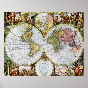 Karte der Welt Poster