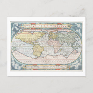 Karte der Welt von 1570 Postkarte