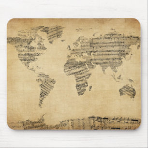 Karte der Weltkarte von den alten Noten Mousepad