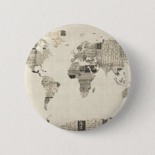 Karte der Weltkarte von den alten Postkarten Button