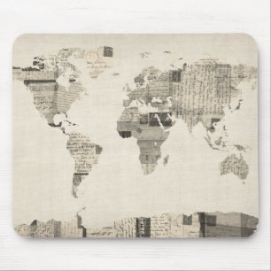 Karte der Weltkarte von den alten Postkarten Mousepad
