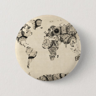 Karte der Weltkarte von den alten Uhren Button