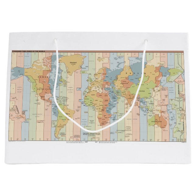 Karte der Weltzeitzonen Große Geschenktüte (Vorderseite)