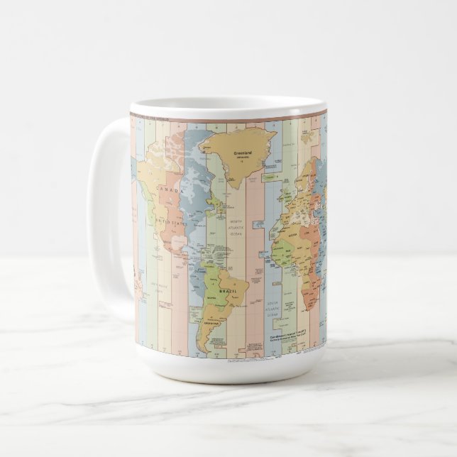 Karte der Weltzeitzonen Kaffeetasse (Vorderseite Links)
