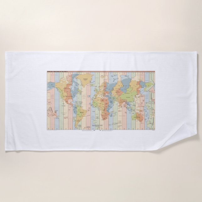 Karte der Weltzeitzonen Strandtuch (Vorderseite)
