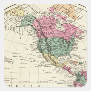 Karte der Western-Hemisphäre Quadratischer Aufkleber