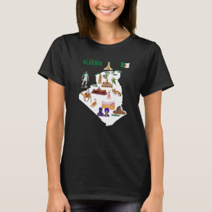 Karte der wichtigsten algerischen Sehenswürdigkeit T-Shirt