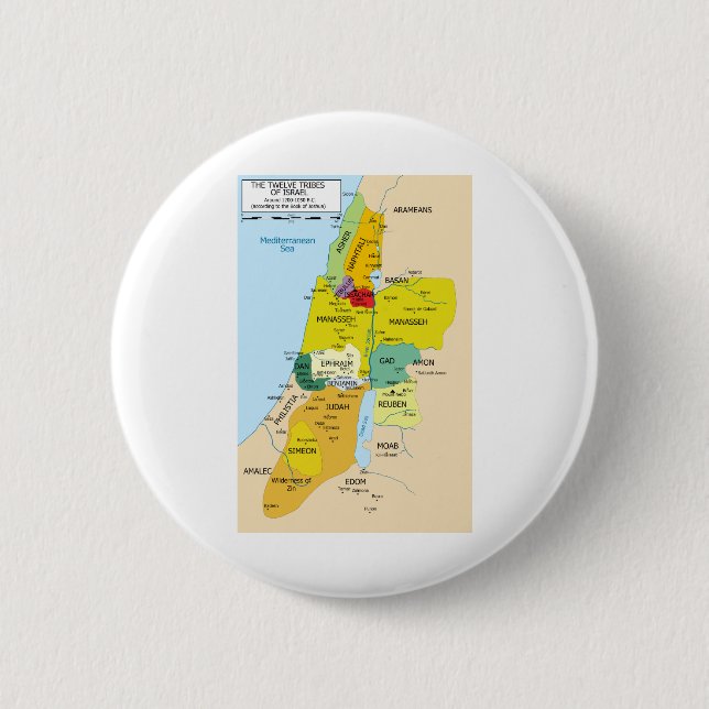 Karte der zwölf Stämme Israels von 1200 bis 1050 Button (Vorderseite)