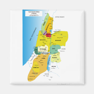 Karte der zwölf Stämme Israels von 1200 bis 1050 Magnet