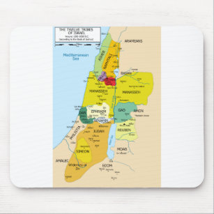 Karte der zwölf Stämme Israels von 1200 bis 1050 Mousepad